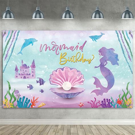Buy Mermaid Birthday Party Backdrop Banner Under The Sea Mermaid