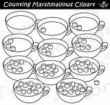 Clipart Marshmallows Cocoa Counting Hot Cups sketch template