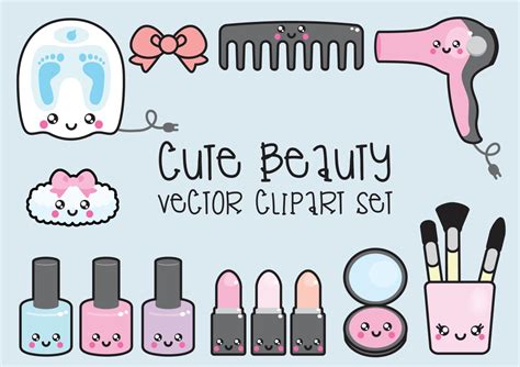 premium vector clipart kawaii beauty clipart kawaii beauty etsy