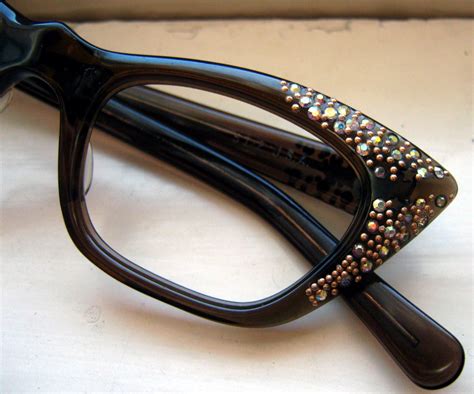 vintage 50 s square cat eye rhinestone eyeglass frames