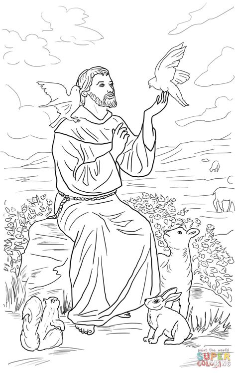 saint francis  assisi coloring page  printable coloring pages