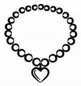 Jewelry Necklace Heart Coloring Pearl sketch template
