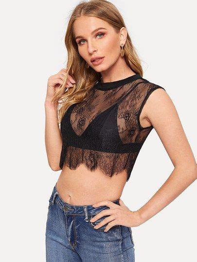 Sleeveless Sheer Lace Crop Top Without Bra Lace Crop Tops Crop Tops