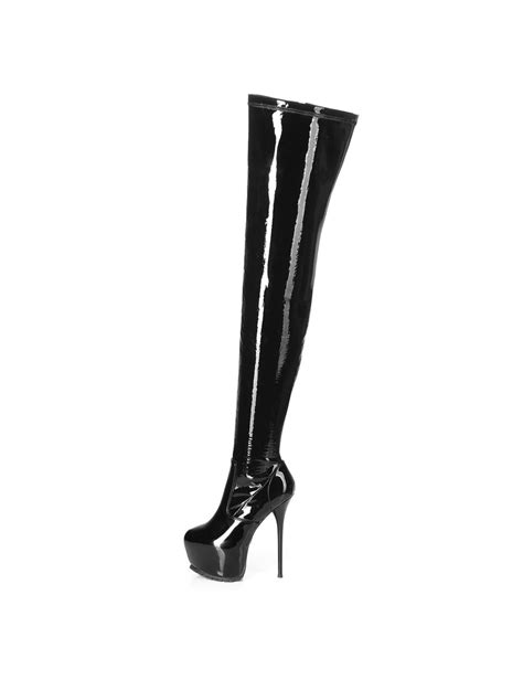 Black Shiny Thigh Boots Giaro Vida 16cm Heels Profile Giaro High