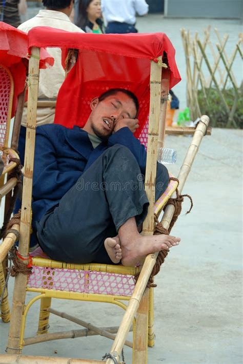 Man Sleeping In A Sedan Chair Zhangjiajie National Forest Park China