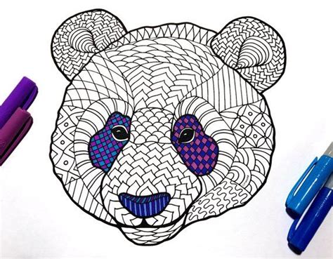 panda face  animal coloring page etsy coloring pages animal