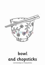 Colouring Bowl Chopsticks Village Activity Explore sketch template