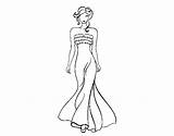 Dress Coloring Elegant Wedding Coloringcrew Fashion sketch template