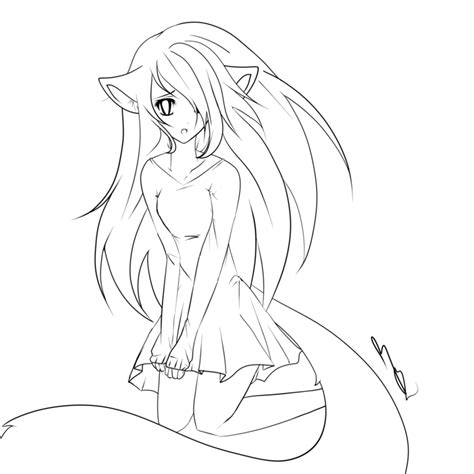 coloring pages  girls anime wolf girl fox coloring page