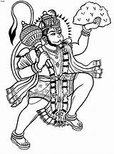 Hanuman Painting sketch template