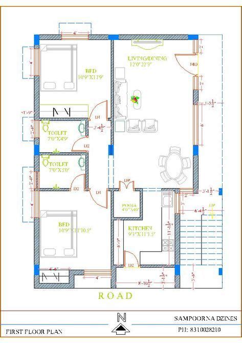 bhk south facing independent house plan   floor   bhk house plan  house