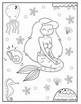 Coloring Meerjungfrau Malvorlage Verbnow sketch template