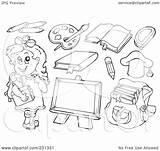Educational Outlines Coloring Illustration Items Digital Royalty Clipart Colage Visekart Rf Collage sketch template