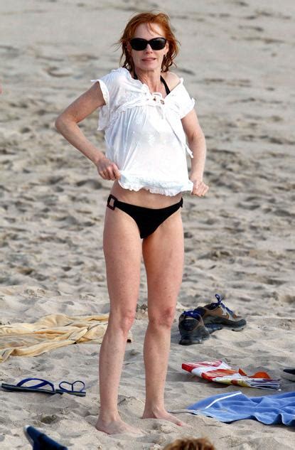 marg helgenberger on the beach in st barts in a bikini