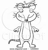 Mouse Cartoon Drunk Skinny Clipart Royalty Cory Thoman Vector Illustration sketch template