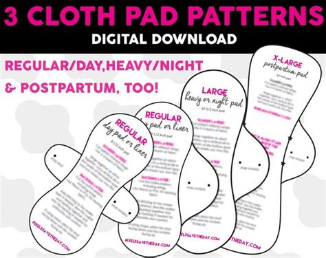 cloth menstrual pad pattern pack etsy cloth menstrual pad