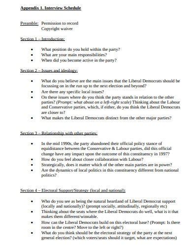 research interview schedule templates