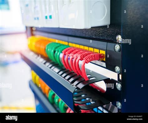 server rack  internet patch cord cables connected  patch panel stock photo  alamy