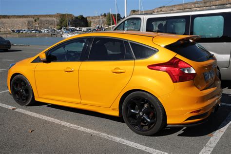 yellow ford focus st version   turbocharged  litre  pyrenees france spain andorra