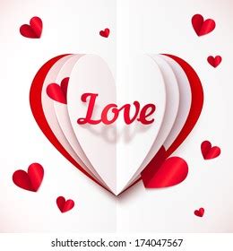 realistic paper love sign folded hearts stock illustration  shutterstock