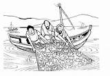 Jesus Miracles Catch Miraculous Fisherman Disciples Fishers Netart Fishermen sketch template