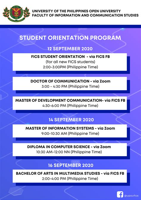 upou fics  hold virtual student orientation university