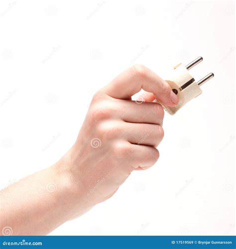 worker holding power plug royalty  stock images image