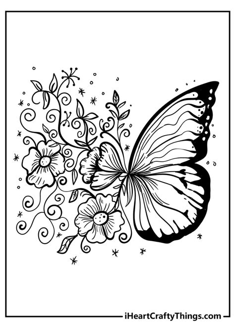 butterflies  flowers coloring page  printable