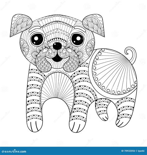 zentangle hand drawing dog  antistress coloring pages post  stock