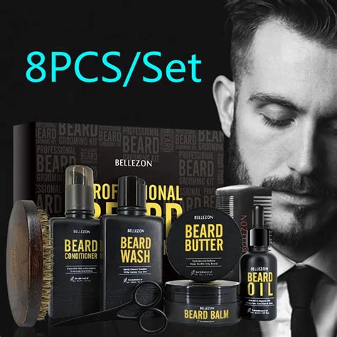 8pcs set barbe beard growth kit hair growth enhancer set beard growth