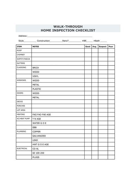 buying  house checklist template