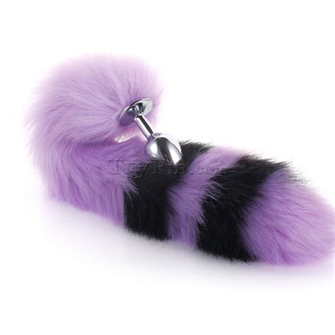 more purple less black furry tail anal plug with headdress tryfm