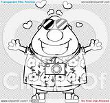 Tourist Clipart Arms Open Man Outlined Coloring Cartoon Vector Background Plump Female Thoman Cory sketch template