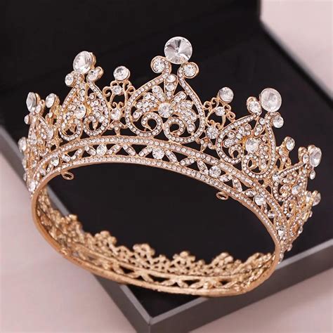 big  crowns baroque tiara crown crystal heart wedding hair