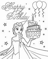 Birthday Coloring Happy Pages Color Frozen Disney Printable Card Anna Activity Getcolorings Getdrawings sketch template