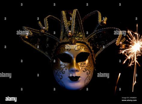 den helder  netherlands december  venetian carnaval mask  black background