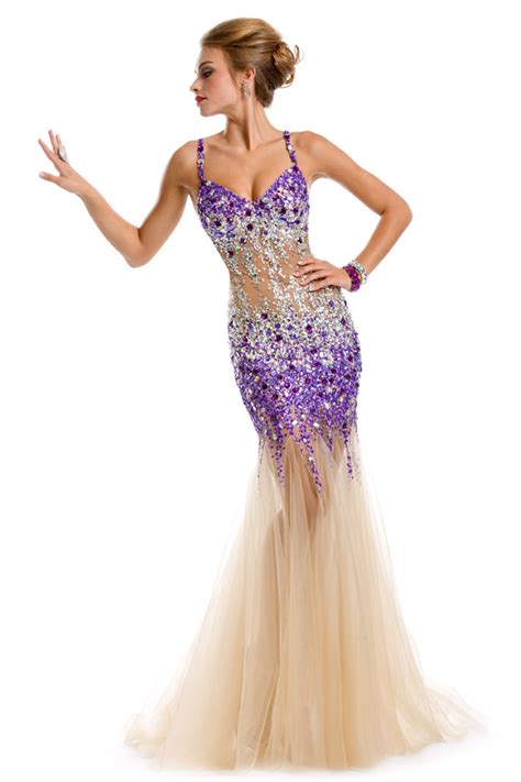 party time formals 2013 purple nude and turquoise nude spaghetti strap sheer beaded sequin prom