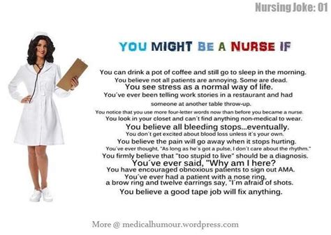 you might be a nurse if nurse jokes medical humor go to sleep way