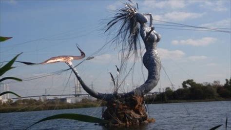 giant mermaid sculpture unveiled  dartford bbc news