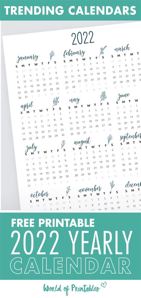 yearly calendar printable world  printables