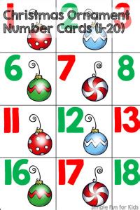 christmas countdown day  christmas ornament number cards