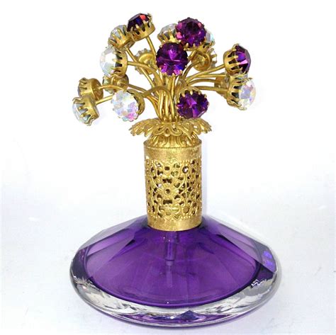 Vintage Irice Perfume Bottle Jeweled Rhinestone Atomizer Germany Purple