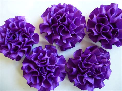 purple satin flowers fabric flowers satin ribbon flowers etsy