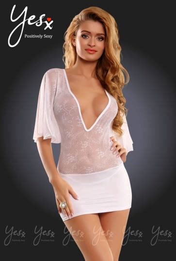White Sheer Plunging Lingerie Dress Womens Sexy Mini Dresses