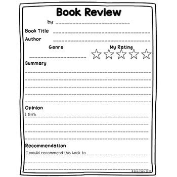 book review template   erin clark teachers pay teachers