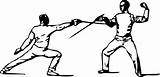 Clipart Fechten Parry Fencing Sport Practice Fencer Fechter Vector Cliparts Clip Septime Position Transparent Foil Folie Lage Illustration Männer Domain sketch template