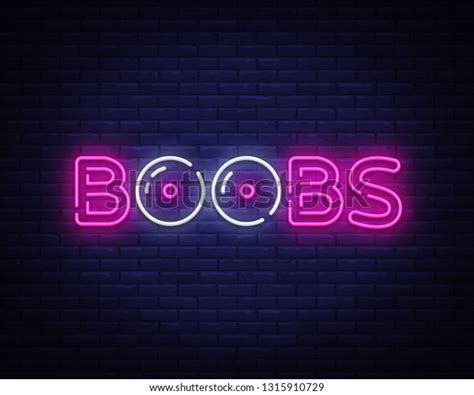 boobs neon text vector design template stock vector