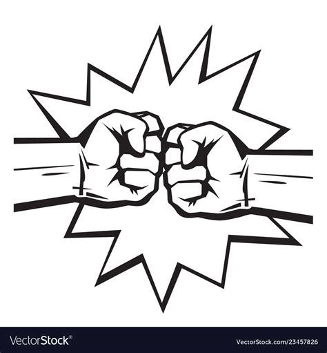 Two Clenched Fists Bumping Together On Pop Art Vector Image