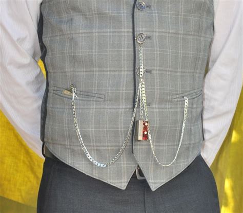 pocket  double albert chain  spring ring worn  vest