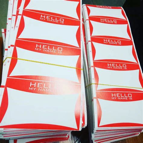 Red Hello My Name Is Blank Eggshell Stickers 9000pcs